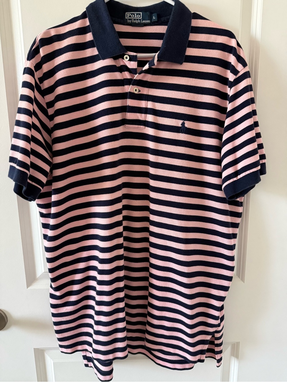 Polo by Ralph Lauren Navy & Pink Striped Polo Shirt